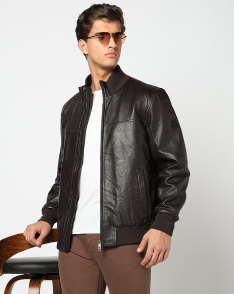 ジャケット・アウター archive La matta leather bomber jacket Buy La Martina Men Regular Fit Zip-Front Bom Online | Ajio.com