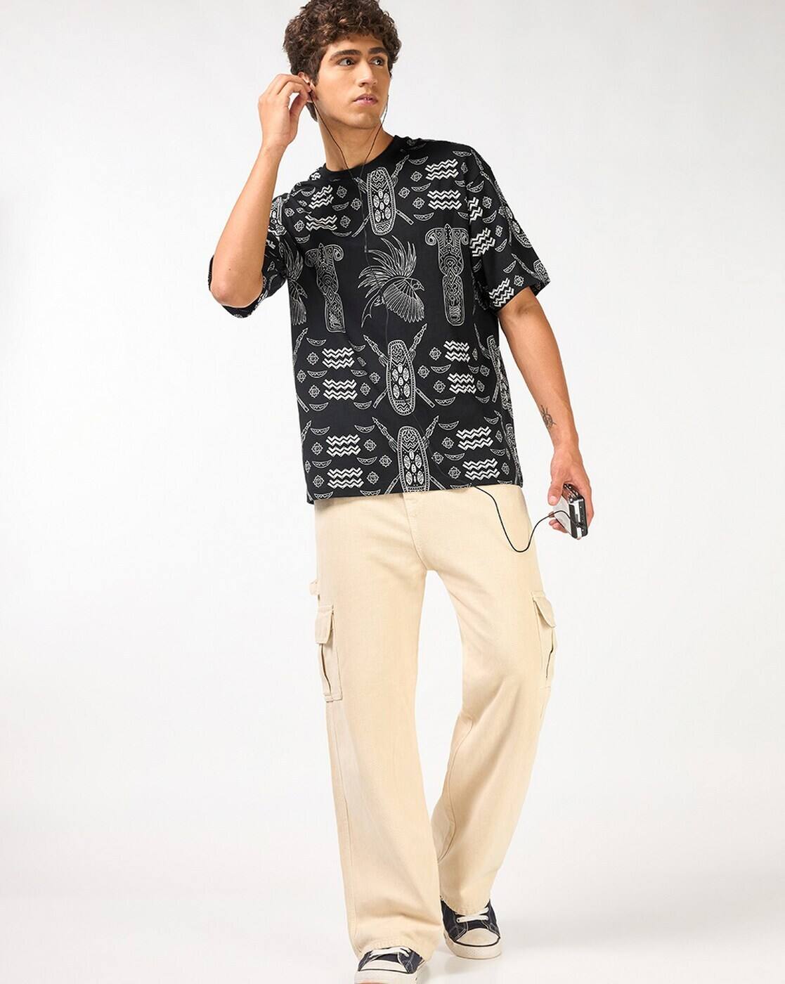BEWAKOOF Men's T-Shirt, BLACK, S