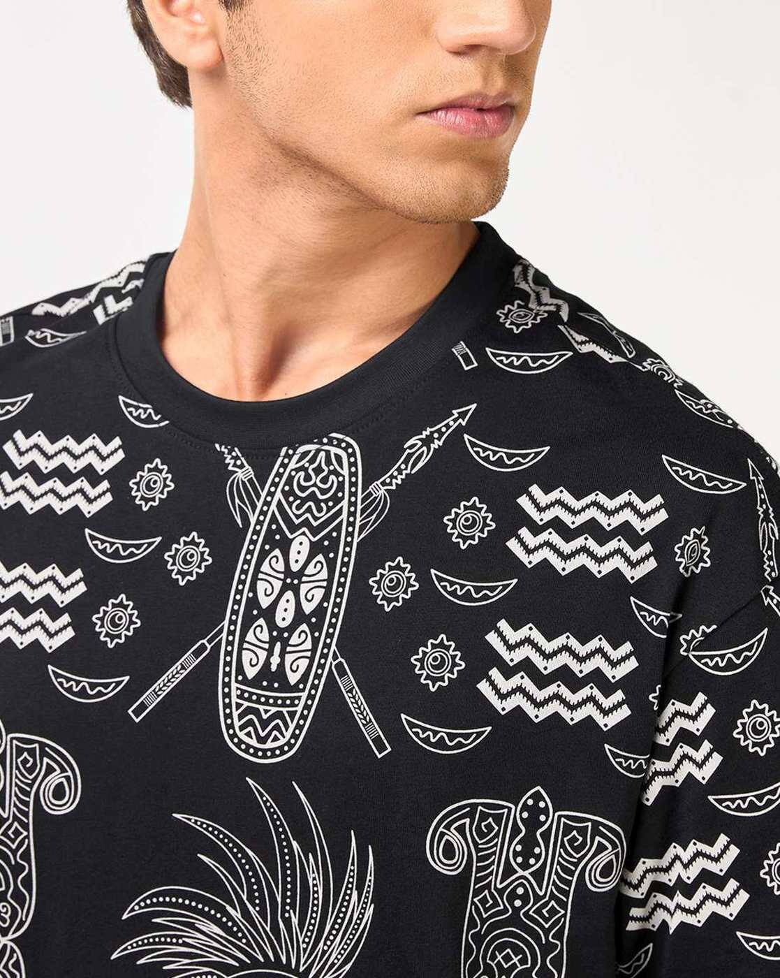 BEWAKOOF Men's T-Shirt, BLACK, S