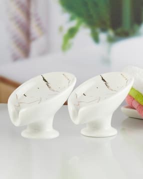 Set of 2 Printed Ceramic Soap Dishes