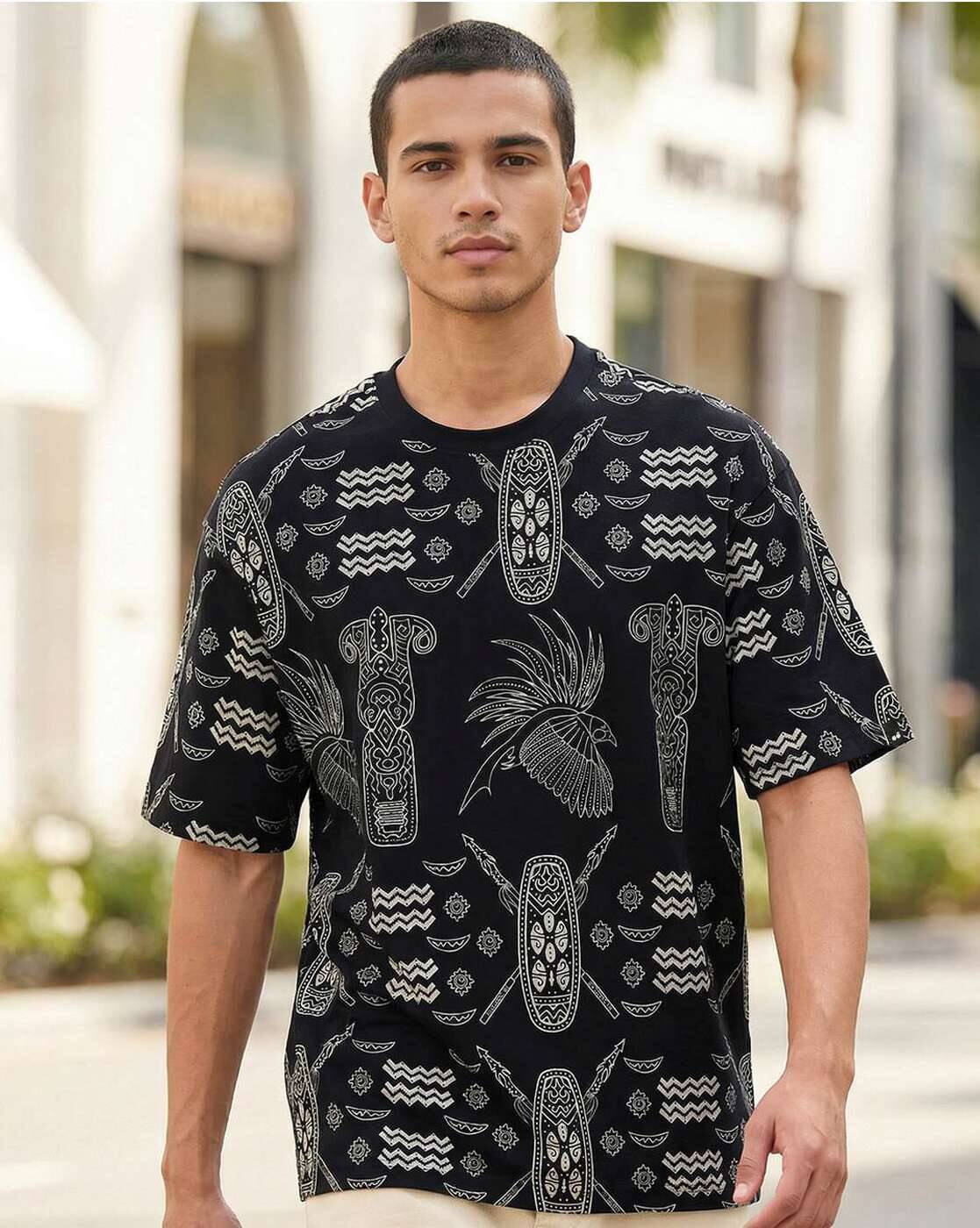 BEWAKOOF Men's T-Shirt, BLACK, S
