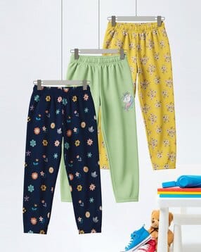 Girls Pack of 3 Printed Straight Track Pants-image-30