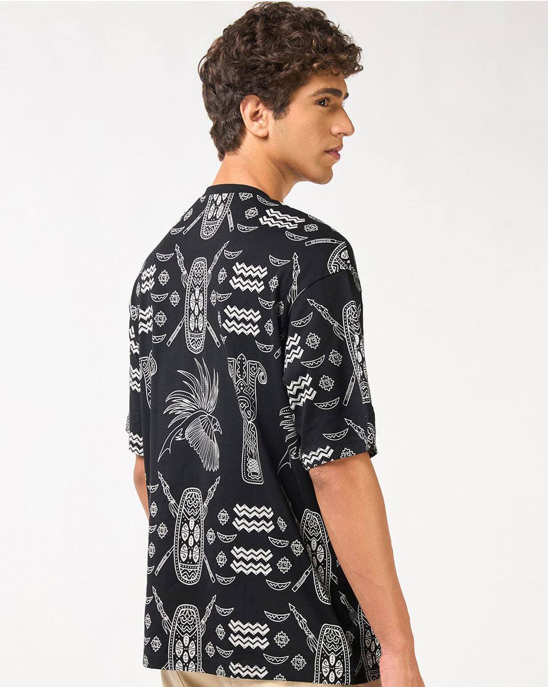 BEWAKOOF Men's T-Shirt, BLACK, S