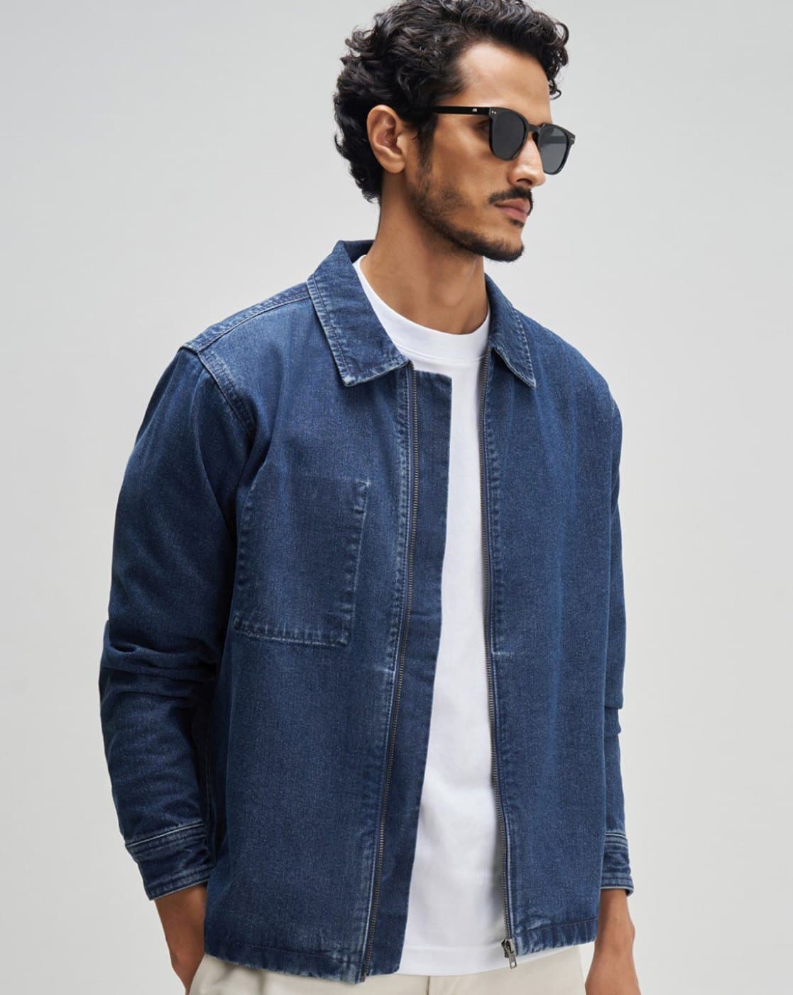 Buy XYXX Men Zip-Front Denim Jacket wi Online | Ajio.com