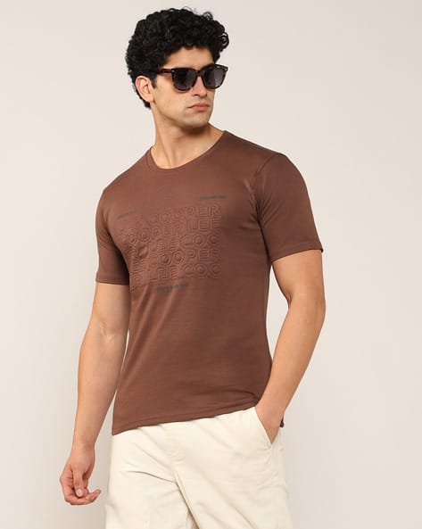 Lee Cooper Men Brand Print Regular Fit Cotton Crew-Neck T-Shirt