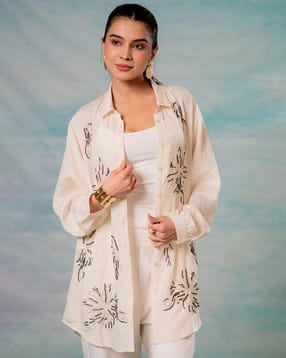  Embellished Shirt with Bead Details-image-5