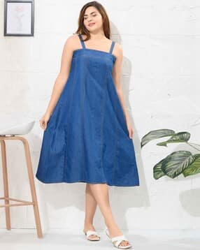 easy mom Women A-Line Denim Dress -picture-50