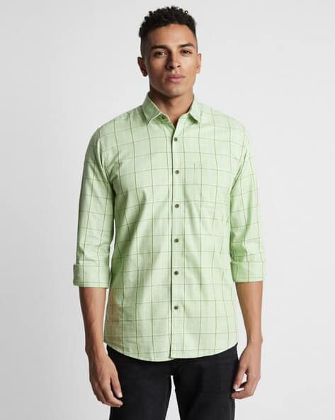 PETER ENGLAND Men Windowpane Check Regular Fit Shirt