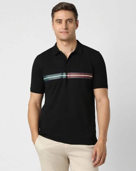 PETER ENGLAND Men Placement Striped Regular Fit Polo T-Shirt