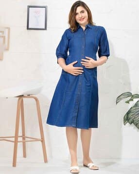 easy mom Women A-Line Denim Dress -picture-17