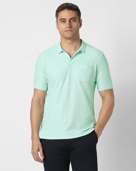 PETER ENGLAND Men Striped Regular Fit Polo T-Shirt