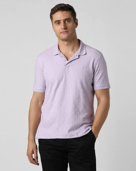 PETER ENGLAND Men Geometric Pattern Regular Fit Polo T-Shirt