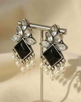 the pari Women  Stone Studded Earrings-picture-35