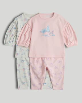 mothercare Girls Pack of 2 Printed Top & Pants Set-picture-31