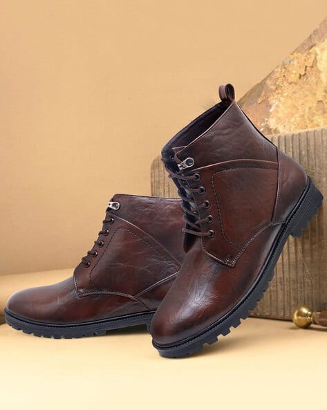 Buy ALCAZO Men Ankle-Length Lace-Up Boots Online | Ajio.com