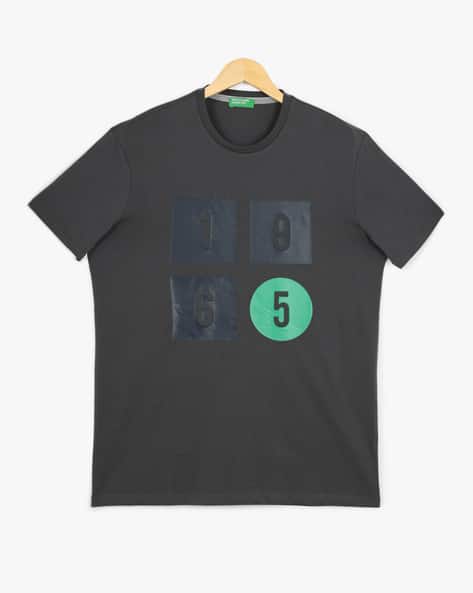 UNITED COLORS OF BENETTON Men Geometric Blocks Print Regular Fit Round-Neck T-Shirt