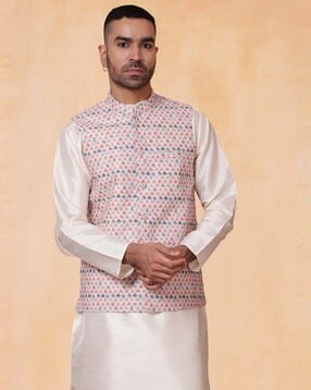 jompers Woven Design Nehru Jacket.-picture-32