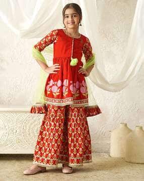pspeaches Girls Floral Print Flared Kurta Set-picture-25