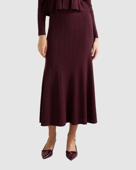 Women Ribbed Straight Skirt