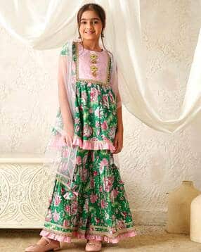 pspeaches Girls Floral Print Flared Kurta Set-picture-34