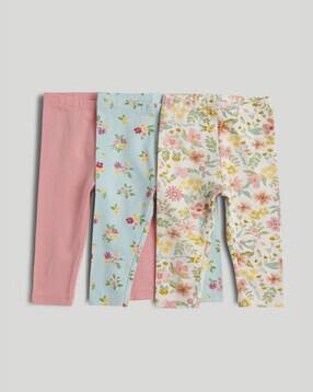 mothercare Girls Pack of 3 Floral Print Leggings-picture-33