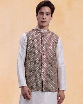 jompers Woven Design Nehru Jacket -picture-18