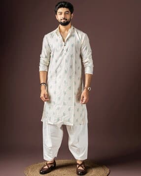 rawayi Men Leaf Printed Regular Fit Kurta-picture-4