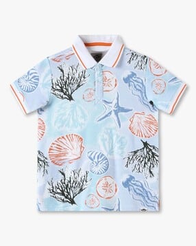 lee cooper Boys All-Over Printed Regular Fit Polo T-Shirt-picture-20