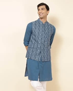 fabindia Men Slim Fit Cotton Nehru Jacket-picture-35