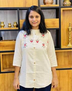 indie picks Cotton Hand Embroidered Shirt -picture-18