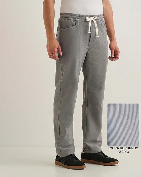 Alpha Tribe Men Flat-Front Relaxed Fit Pants with Drawstring Waist