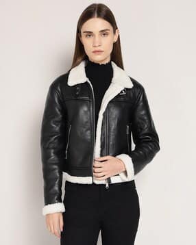 cover story Women Zip-Front Regular Fit Winter Shearling Jacket-picture-14