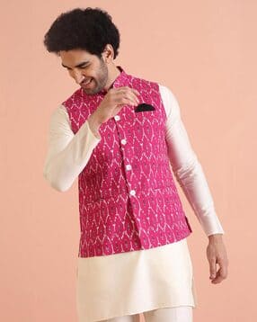 kisah Men Printed Regular Fit Nehru Jacket-picture-29