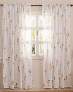 Set of 2 Geometric Print Cotton Window Curtains