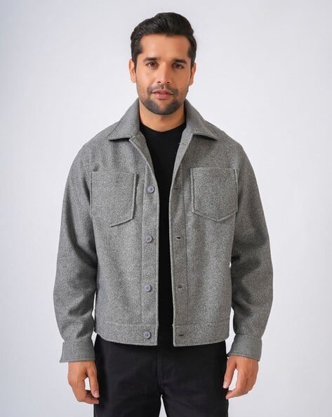 PERCH Men Relaxed Fit Jacket Grey - Image 1