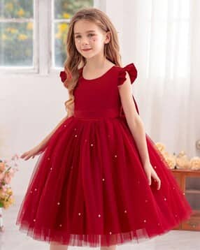 Girls Round-Neck A-Line Dress
