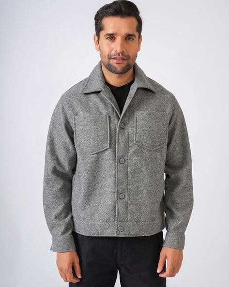 PERCH Men Relaxed Fit Jacket Grey - Image 6