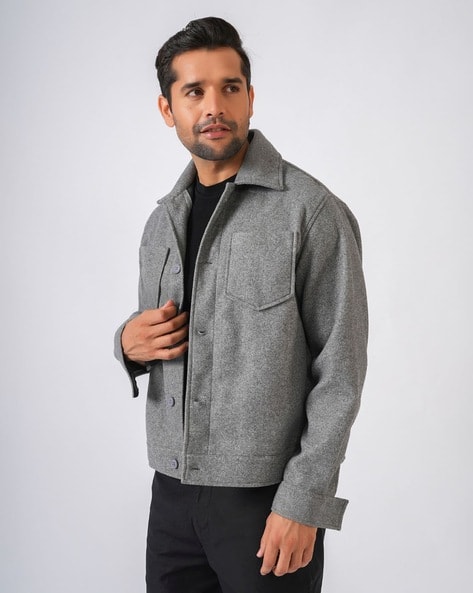 PERCH Men Relaxed Fit Jacket Grey - Image 3