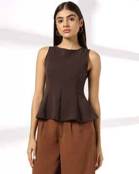 Women Panelled Regular Fit Peplum Top