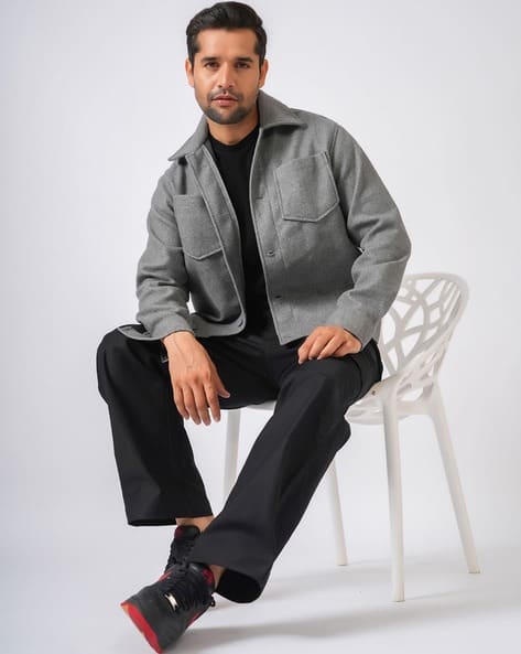 PERCH Men Relaxed Fit Jacket Grey - Image 5