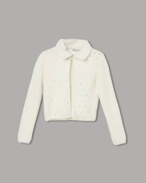 fame forever by lifestyle Girls Embellished Fuzzy Cardigan-picture-12