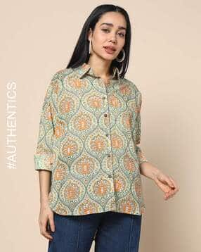 indie picks Hand Block Pigment Printed Shirt-picture-47