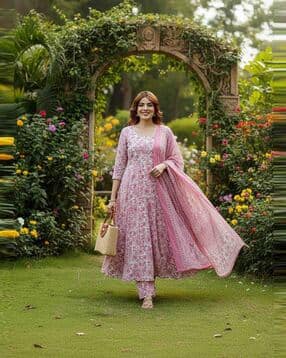 Women Floral Flared Kurta Set-image-9