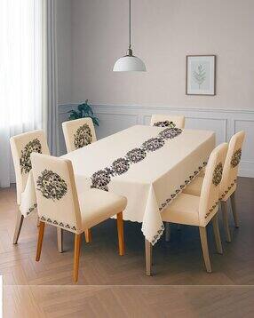 stylista Set of 6 Seater Dining Table Cover with Chair Covers -picture-23