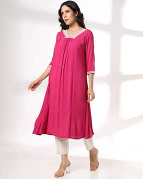 avaasa mix n' match Women V-Neck A-Line Kurta-picture-15