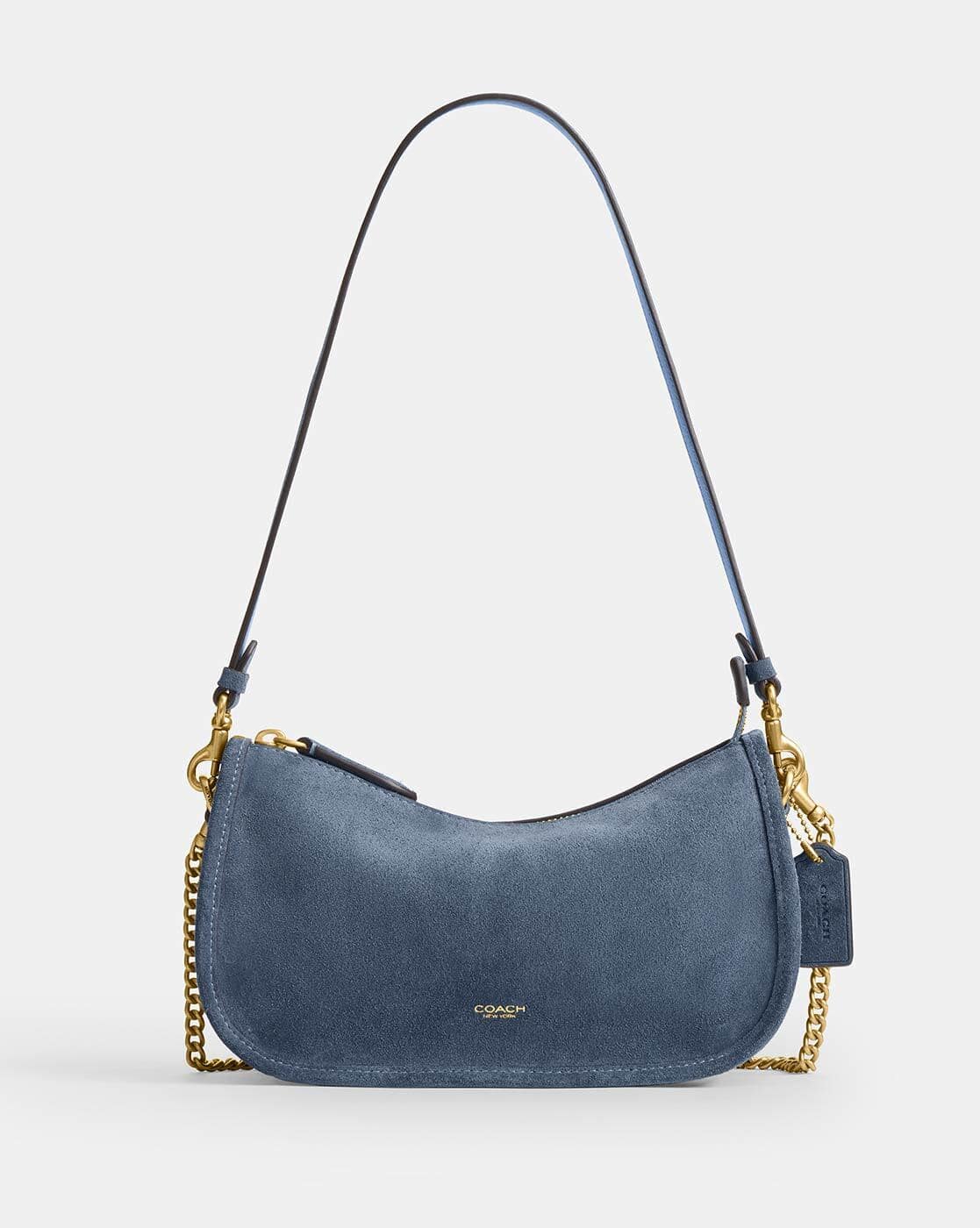 Buy Coach Suede Small Waverly Crossbody Bag | Blue Color Women