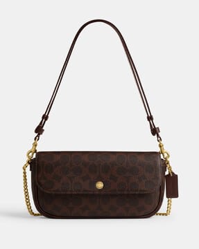 Buy Coach Signature Canvas Brook Flap Chain Small Bag | B4/Truffle