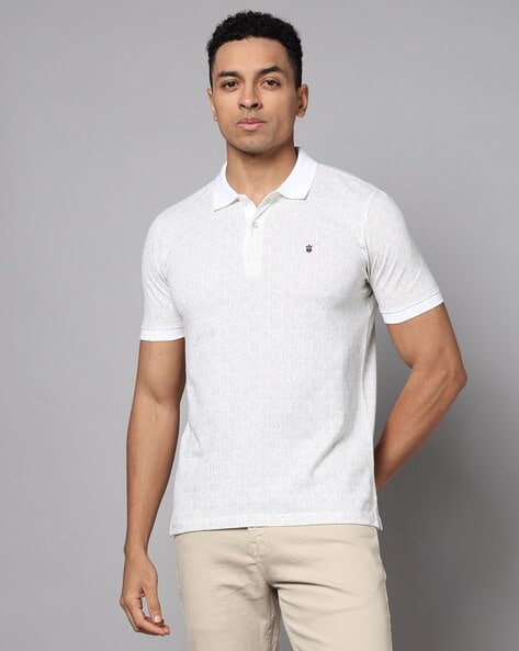 LP-Y Men Geometric Print Slim Fit Polo T-Shirt