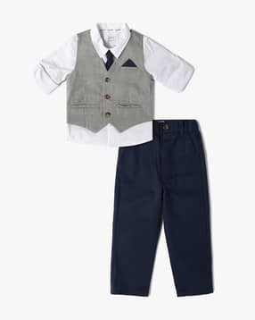 Boys Relaxed Fit Shirt & Pants with Waistcoat