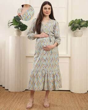 moms maternity Women Printed Fit & Flare Dress-picture-5
